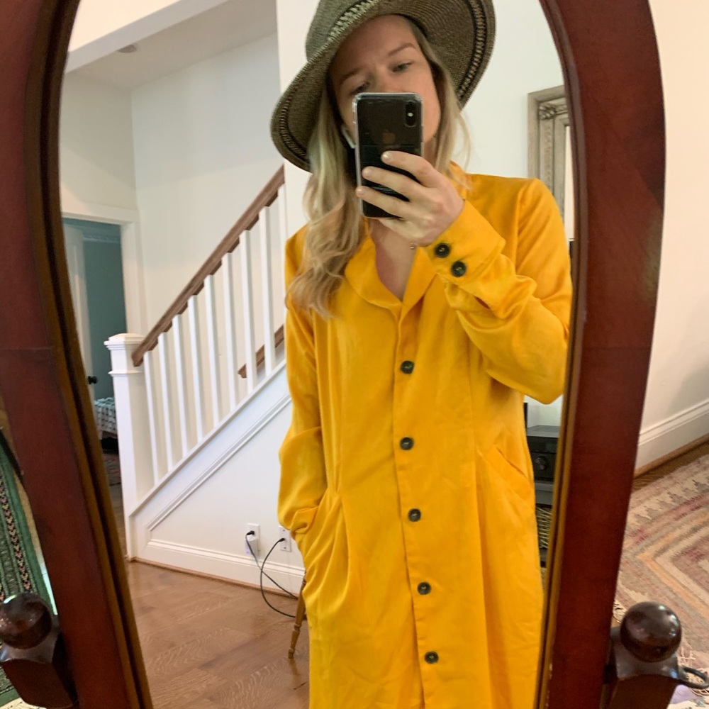 Yellow Free People Button Up Dress
